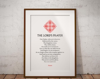 The Lord's Prayer Poster in English | Ideal Christian Gift or Present | Timeless Devotional Religious Wall Art