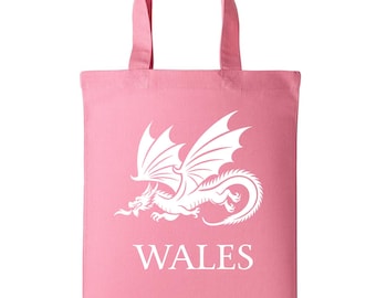 Cute stylish mini tote | Wide range of colours featuring a Welsh Dragon Wales logo - multifunctional, reusable and sustainable bag for life
