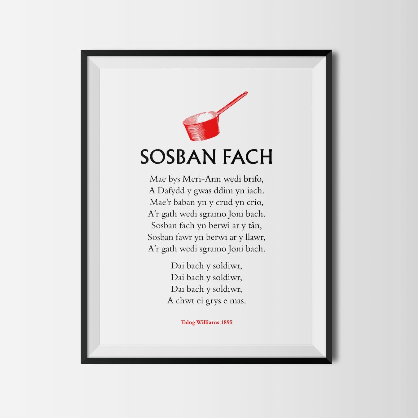 Sosban Rugby Sosban Fach Lyrics Poster | Welsh Traditional Folk Song Wall Art ...