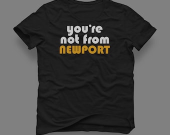 You're Not From Newport T-Shirt, All power to the GLC Graphic Logo Tee, Goldie Lookin Chain rap Inspired Design Top in Black and Gold.