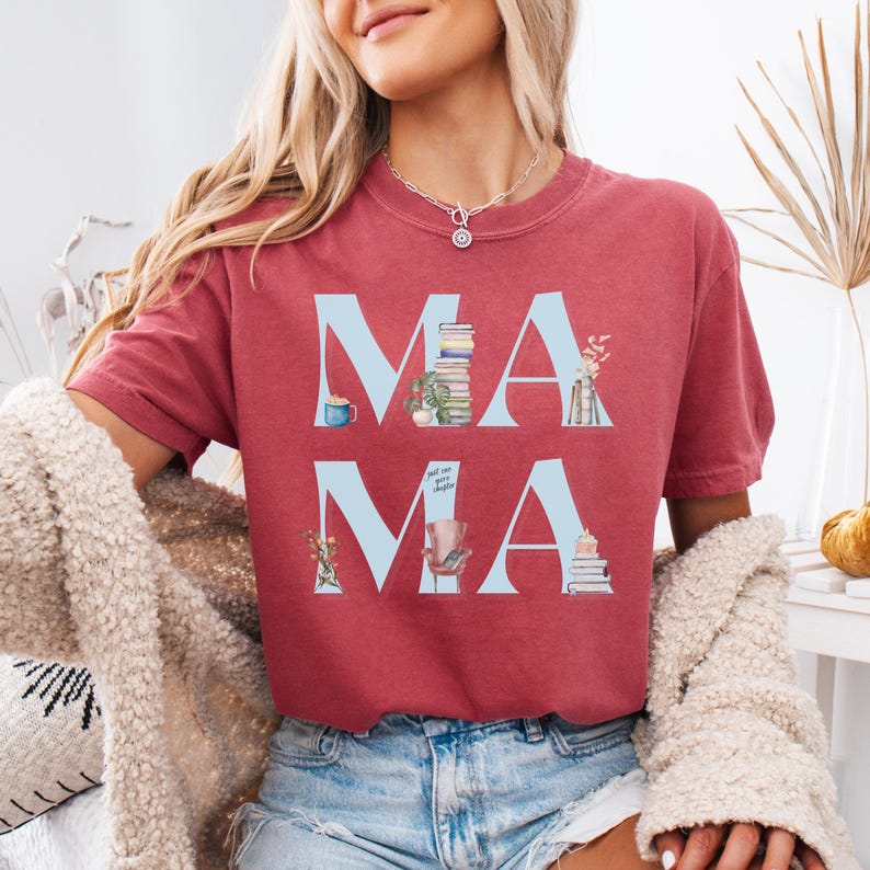 Bookish Mama Shirt Cozy Reader Mom Tee Book Club Mom Gift Just One More Chapter Shirt Reading Mom T-Shirt Book Lover Mom Shirt Mothers Day image 2