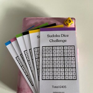 Sudoku Dice Challenge A6 Budget Binder 1 2 5 pound Saving Challenge UK, Dice Saving Game, Fun Saving Tool, Cash Stuffing, Save 405 Pounds