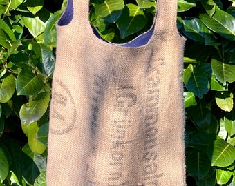 Tasche aus recyceltem Sackleinen Upcycling Grünkorn