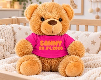 Personalised Mumbles Teddy Bear with name & Date | Super Soft 30cm Gift | Baby Shower Gift