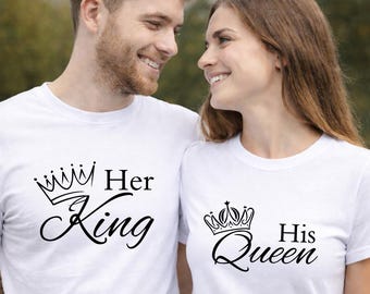 King and Queen Couples Matching T-Shirts | His & Hers Style | Gift for Couples