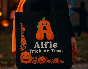 Personalized Halloween Trick or Treat Bag: Custom Pumpkin Tote