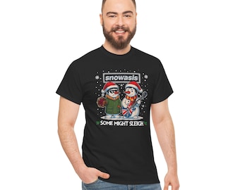 Snowasis Christmas T-Shirt | Funny Music Parody Tee for Rock Fans