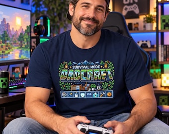 Dadcraft T-Shirt | Funny Gaming Dad Gift | Pixel Gamer Tee