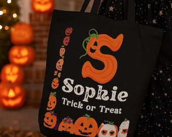 Personalized Halloween Trick or Treat Bag: Custom Pumpkin Tote