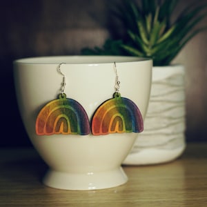 Rainbow Wooden Earrings