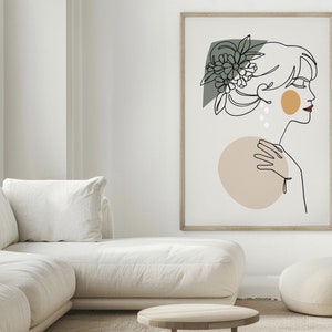 Woman Line Art Print, Printable Female Face Line Wall Art, Woman Line Drawing, Minimalist Modern Face, Boho Line Art, Digital Print