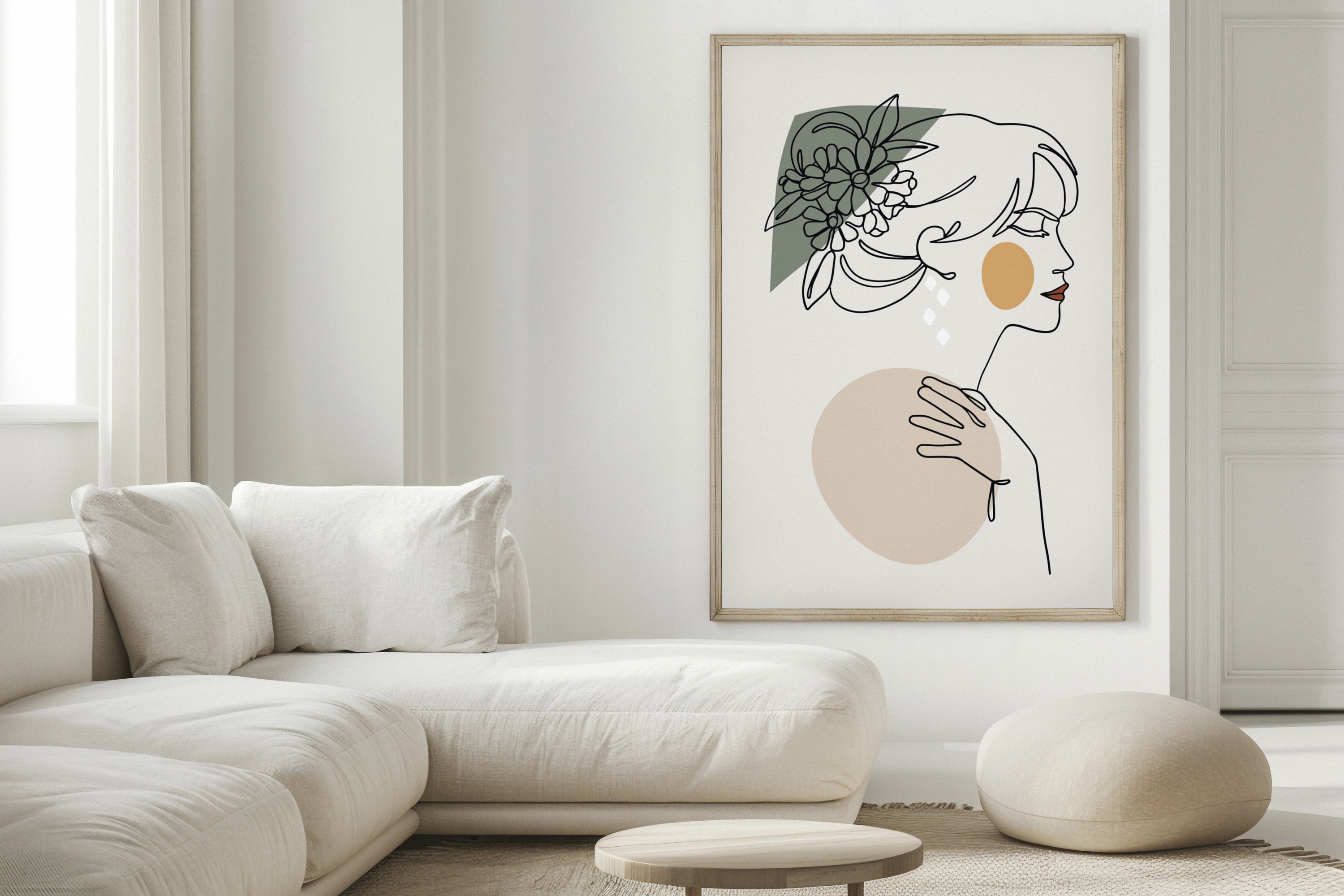 Woman Line Art Print, Printable Female Face Line Wall Art, Woman Line ...