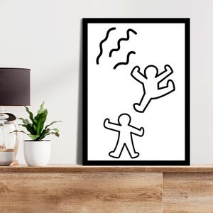 Keith Haring Love Heart Wall Art Print, Exhibition Print, Keith Haring Heart, Dijital Keith Haring PosterFamous Artist Print, Keith Haring