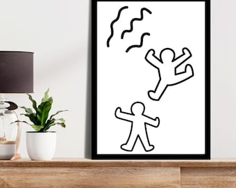 Keith Haring Love Heart Wall Art Print, Exhibition Print, Keith Haring Heart, Dijital Keith Haring PosterFamous Artist Print, Keith Haring