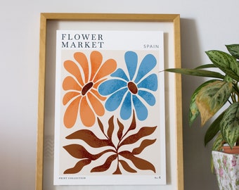 Flower Market Poster, Botanical Wall Art, Printable Wall Art, Digital Download, Modern Digital Print Art,Flower Digital Print
