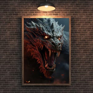 3D Digital Dragon Digital Download , Decor Wall Art Dragon Print,Picture Dragon Printable Poster, Set of 4 Dragon Digital Download