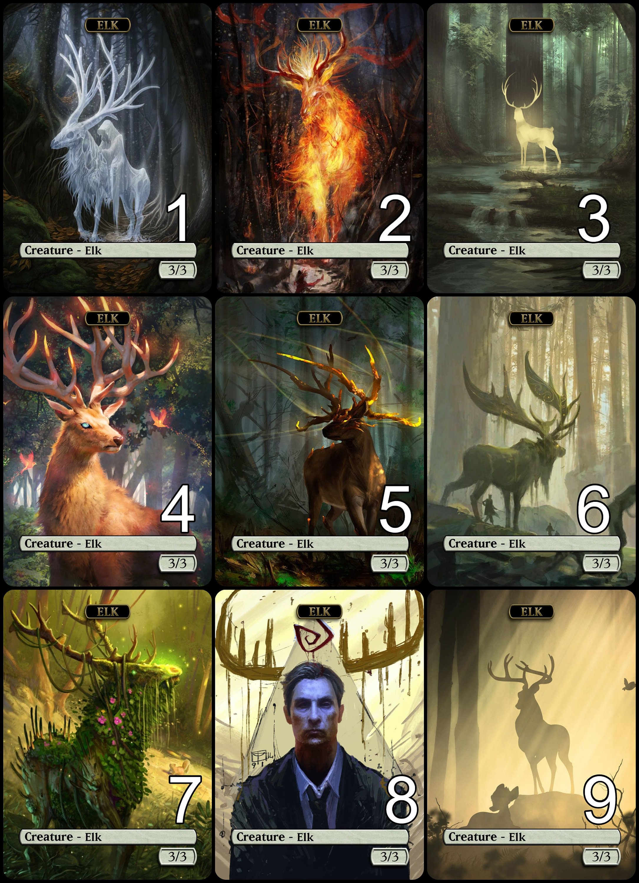Mtg Elk 3/3 Token for Oko, Thief of Crowns Alternative Art