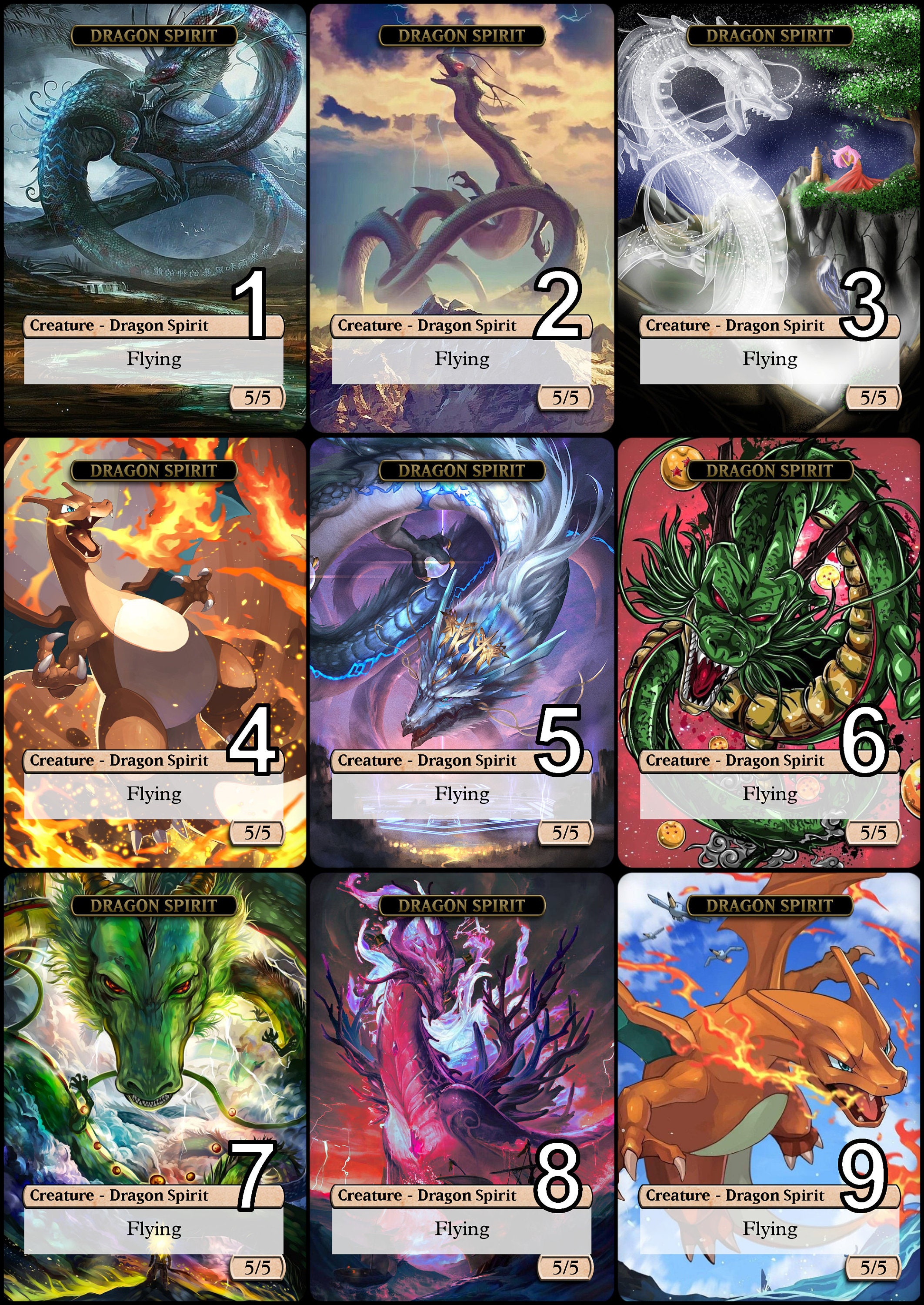 Mtg Dragon Spirit 5/5 Token for Goro-goro and Satoru Alternative