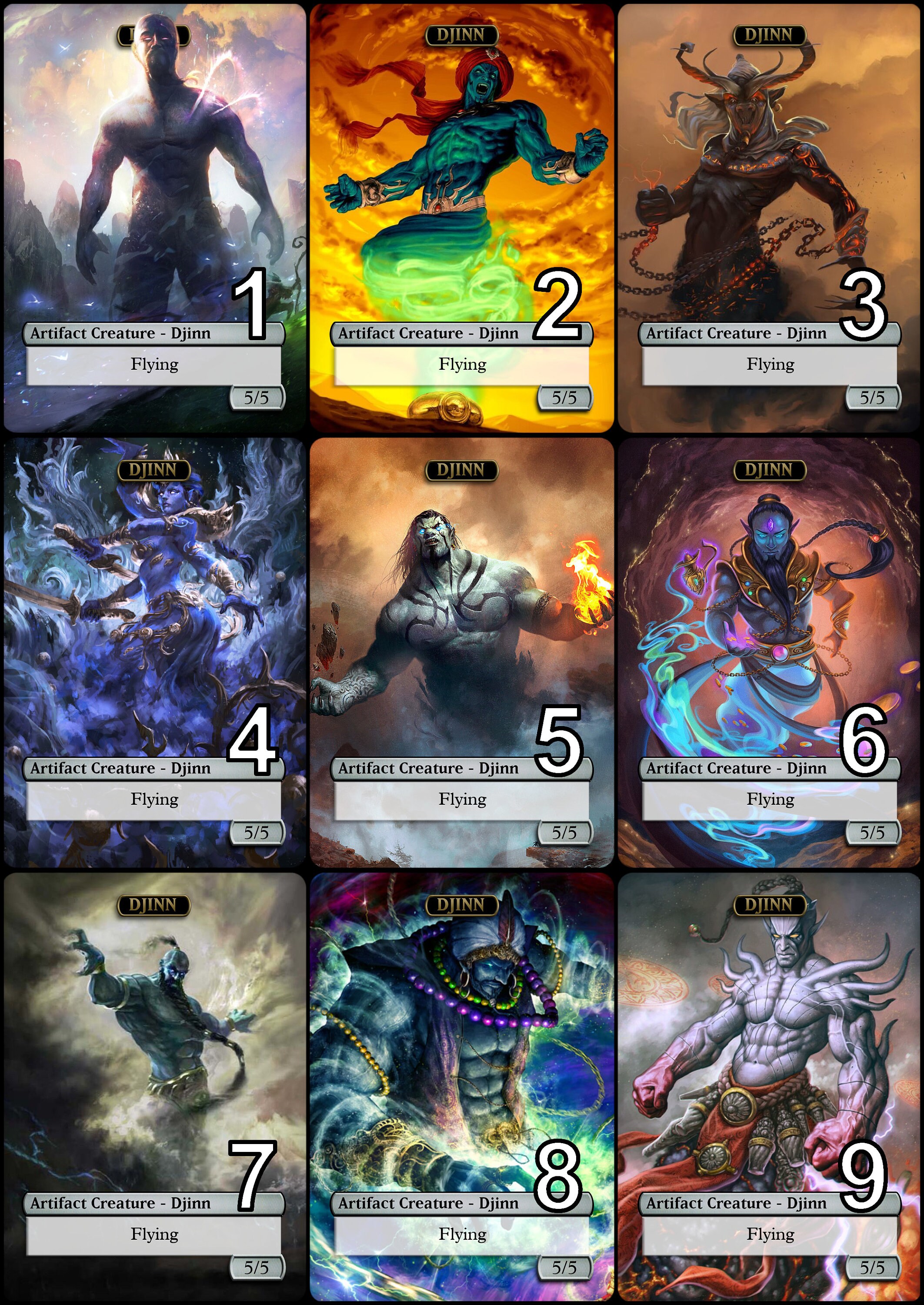 mtg djinn cards Mahamoti (It cant be blocked as long as defending player controls a Forest.) Mtg Djinn 5/5 Token for