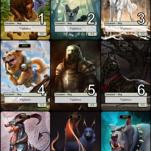 Ficha MtG Dog 3/1 para arte alternativo de Jinnie Fay // ¡Elige el arte! - Para EDH, Commander, Cube Draft y Casual MtG Player