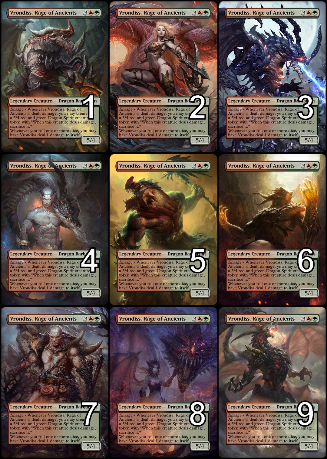 mtg vrondiss commander deck Mtg Vrondiss, Rage of Ancients Token Alternative Art // Choose the Art! -  for EDH, Commander, Cube Draft and Casual Mtg Player