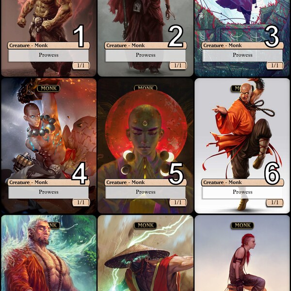 MtG Monk 1/1 Token for Jaya, Fiery Negotiator Alternative Art // Choose the Art! - For EDH, Commander, Cube Draft and Casual MtG Player