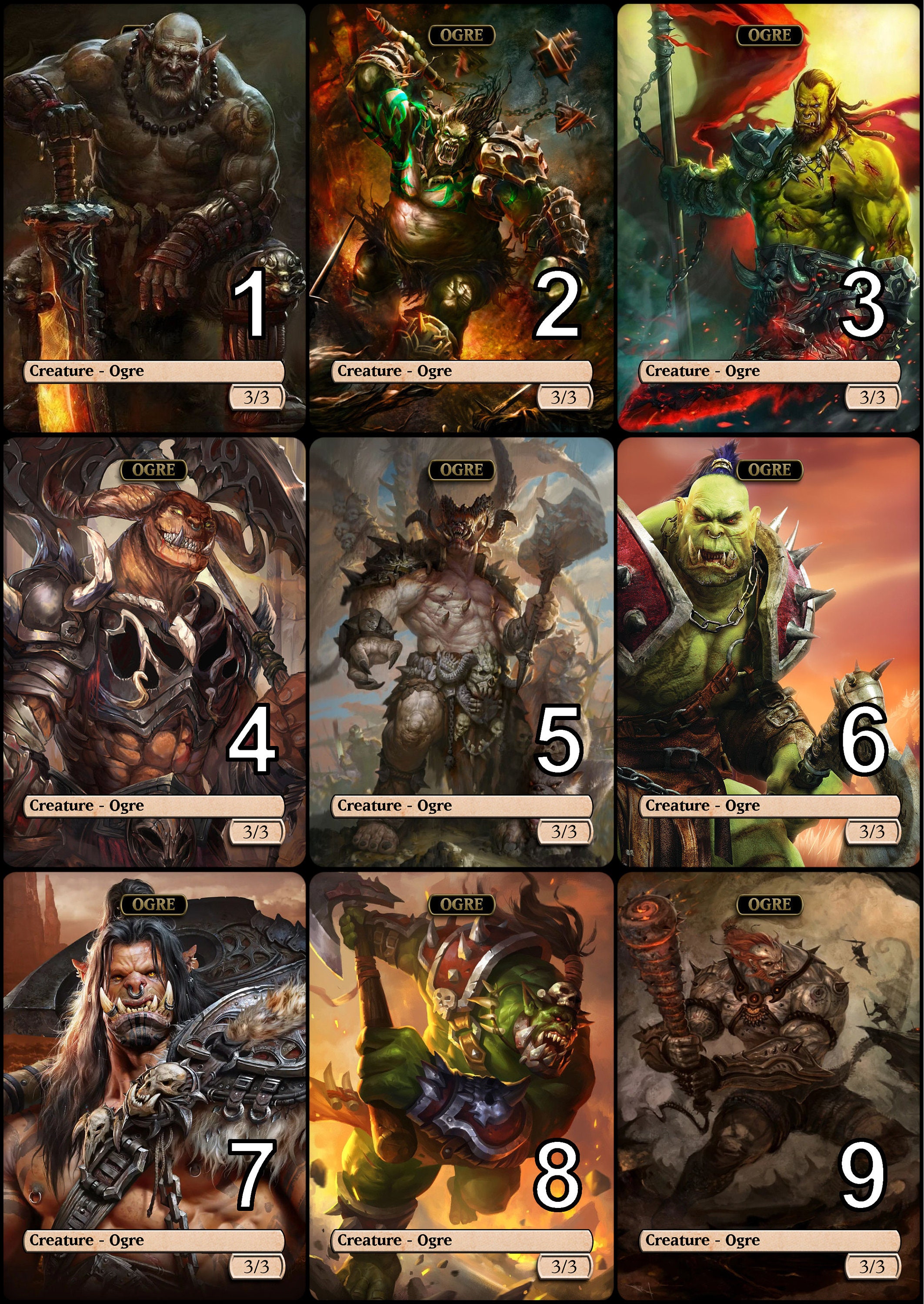 Mtg Ogre 3/3 Token Alternative Art // Choose the Art! - for EDH