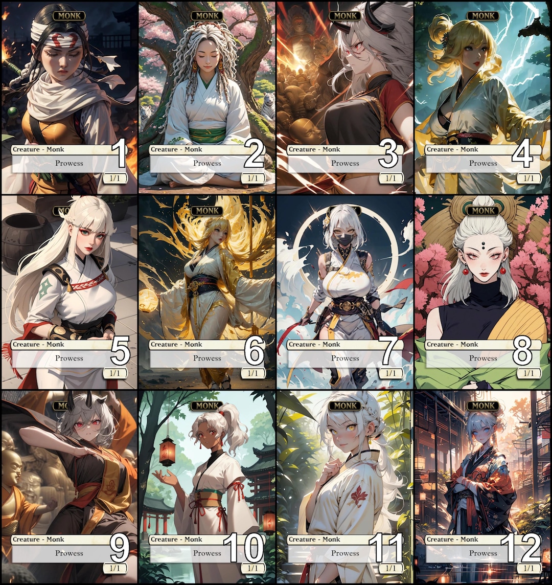 Magic Choose One Mtg Monk Waifu 1/1 Token Alternative Art // Choose the Art! - for EDH ...
