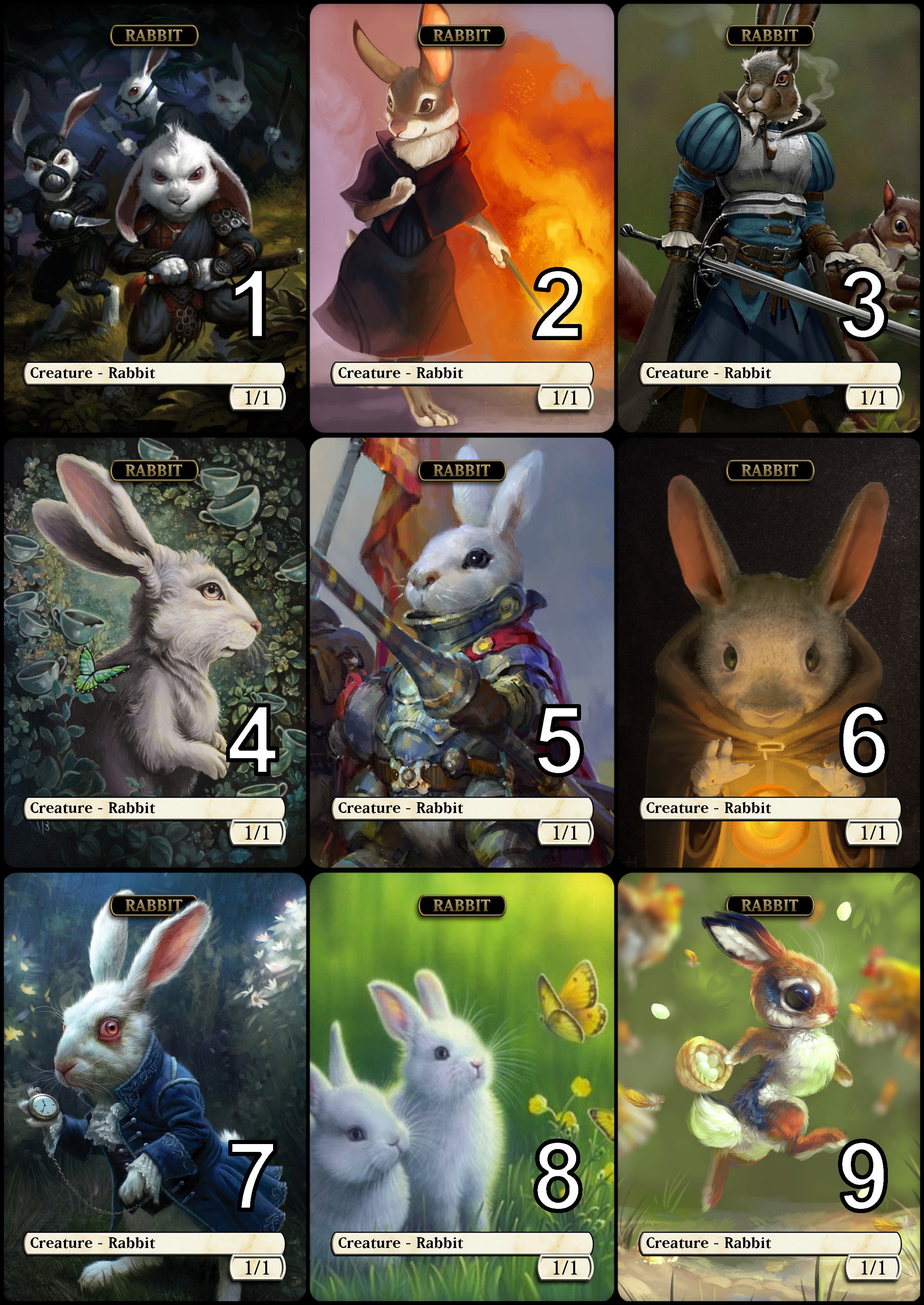 Mtg Rabbit 1/1 Token Alternative Art // Choose the Art! - for EDH