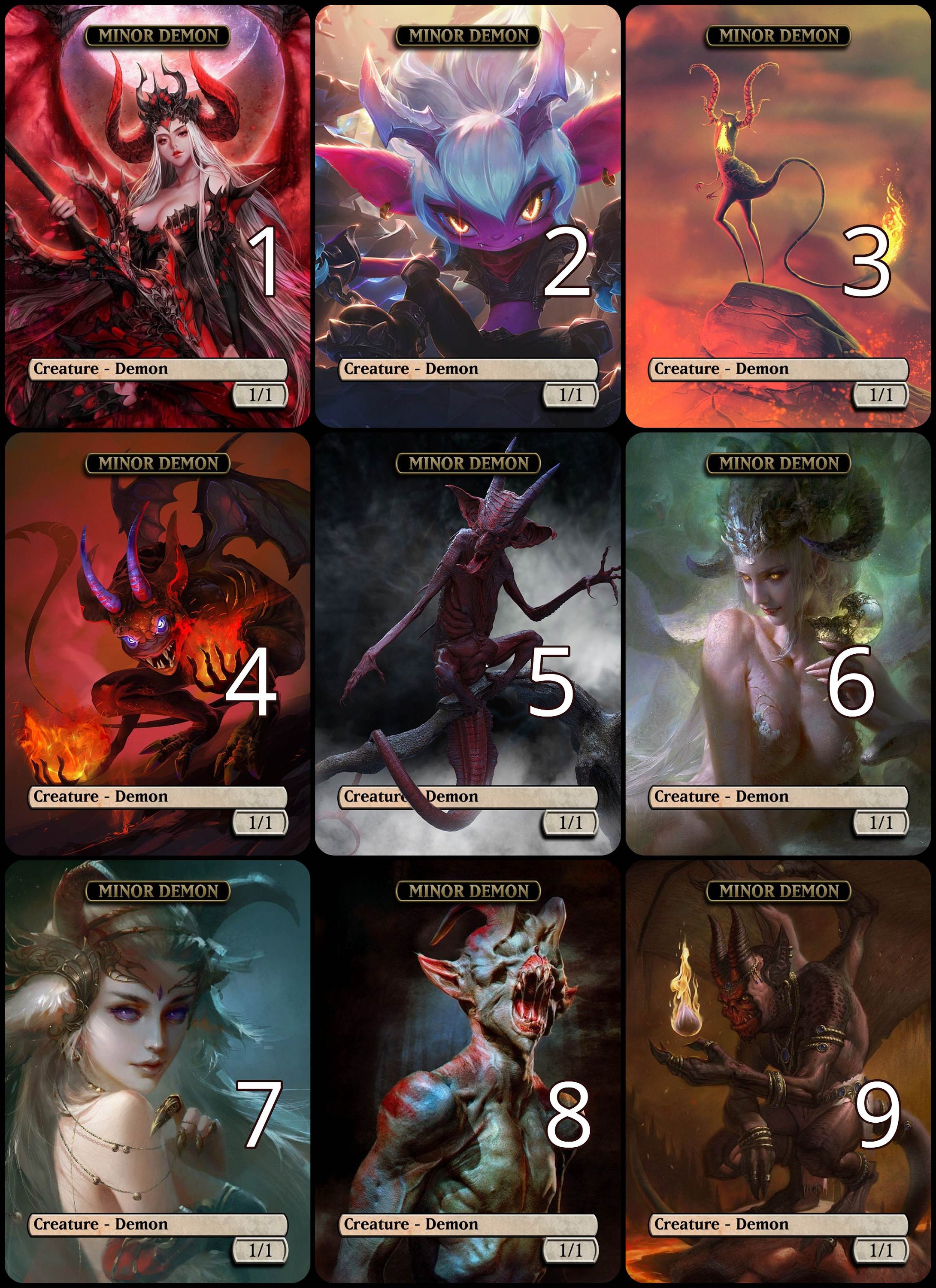 Mtg Minor Demon 1/1 Token Alternative Art // Choose the Art! - for