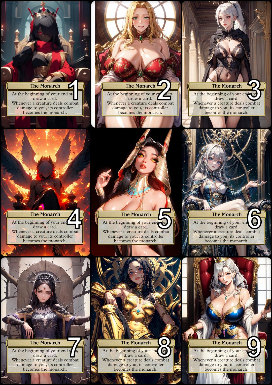Waifu Style The Monarch Token #01 - Jeton Personnalisé Pour Magic The Gathering (MTG) - Dimensions 63x88 Mm - 3
