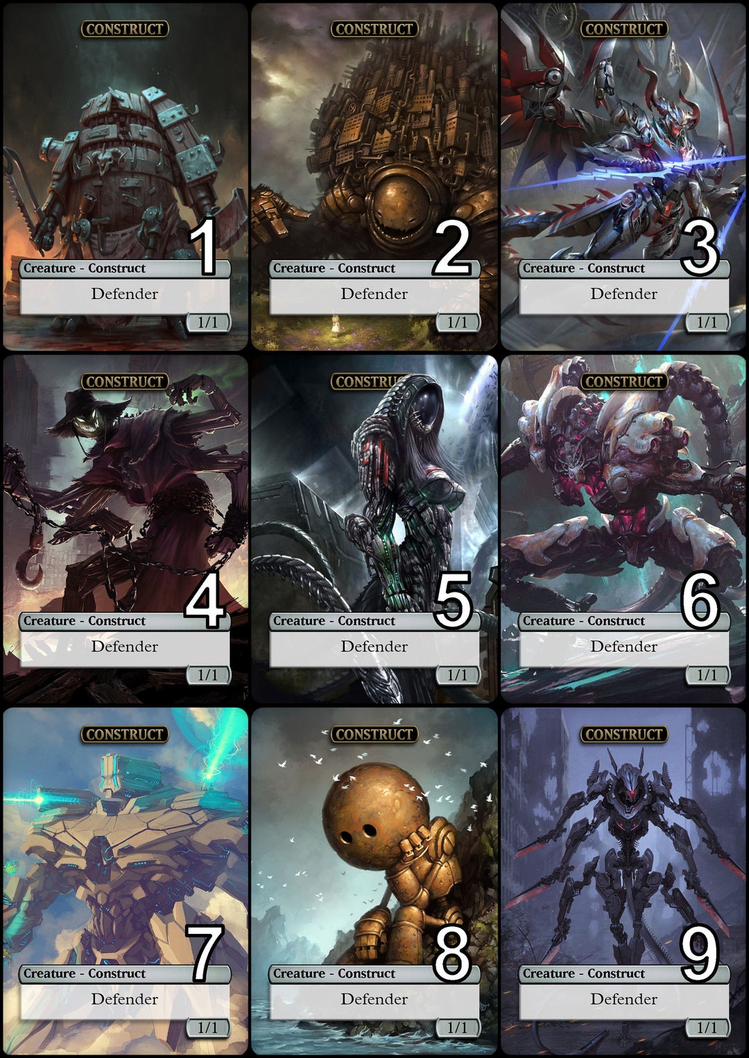 Mtg Construct 1/1 With Defender Token Alternative Art // Choose the Art ...
