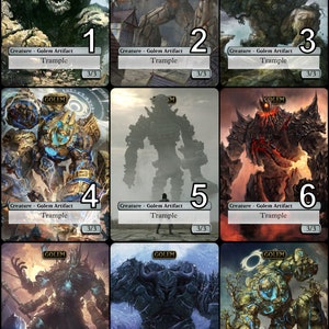 MtG Golem 3/3 with Trample Token for Triplicate Titan Alternative Art // Choose the Art! - For EDH, Commander, Cube Draft & Casual MtGPlayer