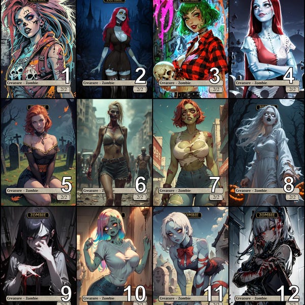 MtG Zombie Waifu 2/2 Token Alternative Art // Choose the Art! - For EDH, Commander, Cube Draft and Casual MtG Player