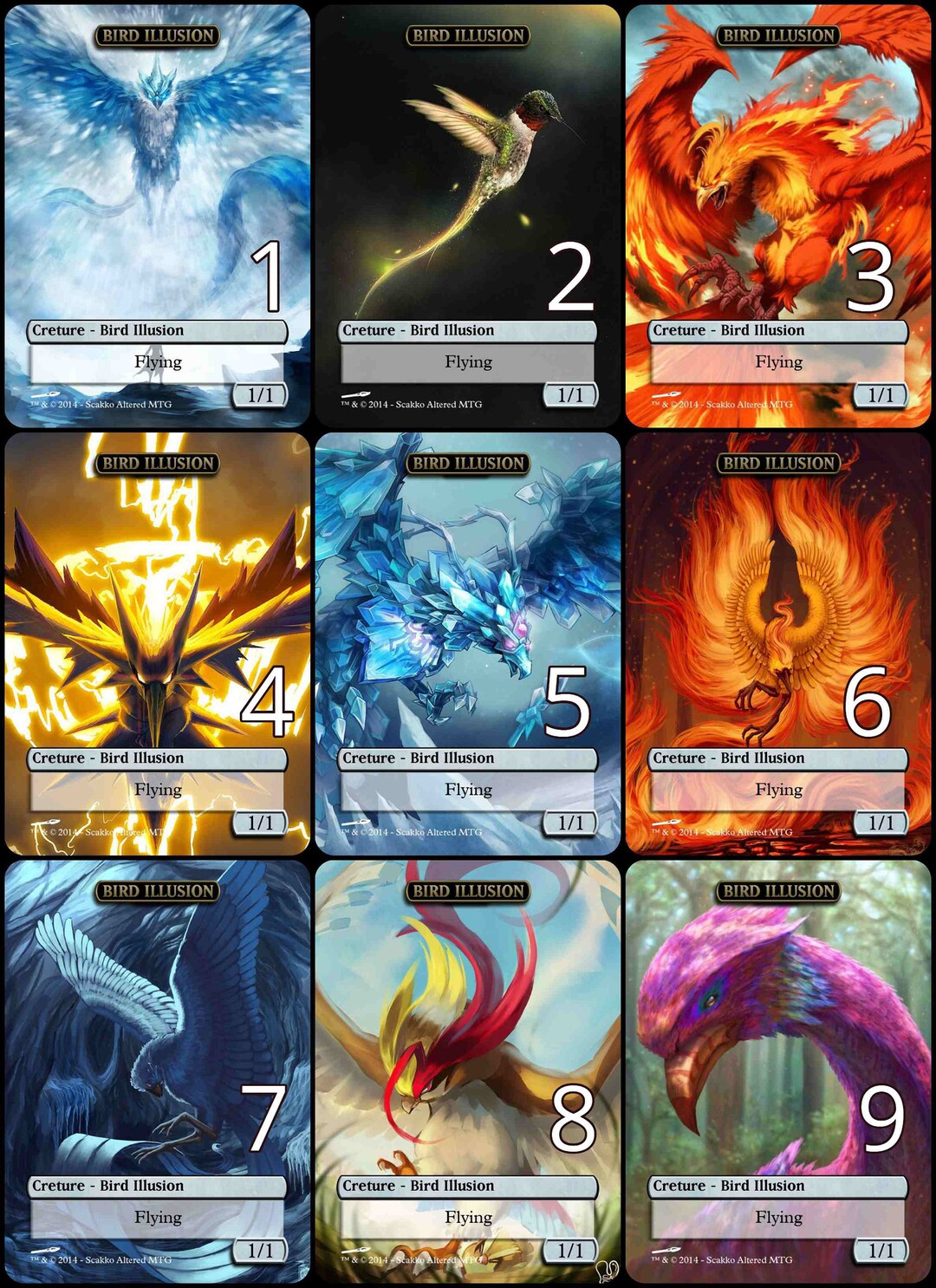 Magic Choose One Mtg Bird Illusion 2/2 Token Alternative Art // Choose the Art! - for ...