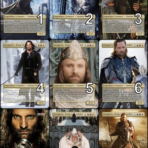 MtG Aragorn, Rey de Gondor Token Arte alternativo // ¡Elige el arte! - Para EDH, Commander, Cube Draft y Casual MtG Player