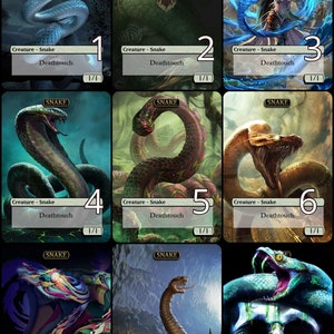 Token MtG Snake 1/1 para Arte Alternativa Hapatra // Escolha a Arte! - Para EDH, Commander, Cube Draft e Casual MtG Player