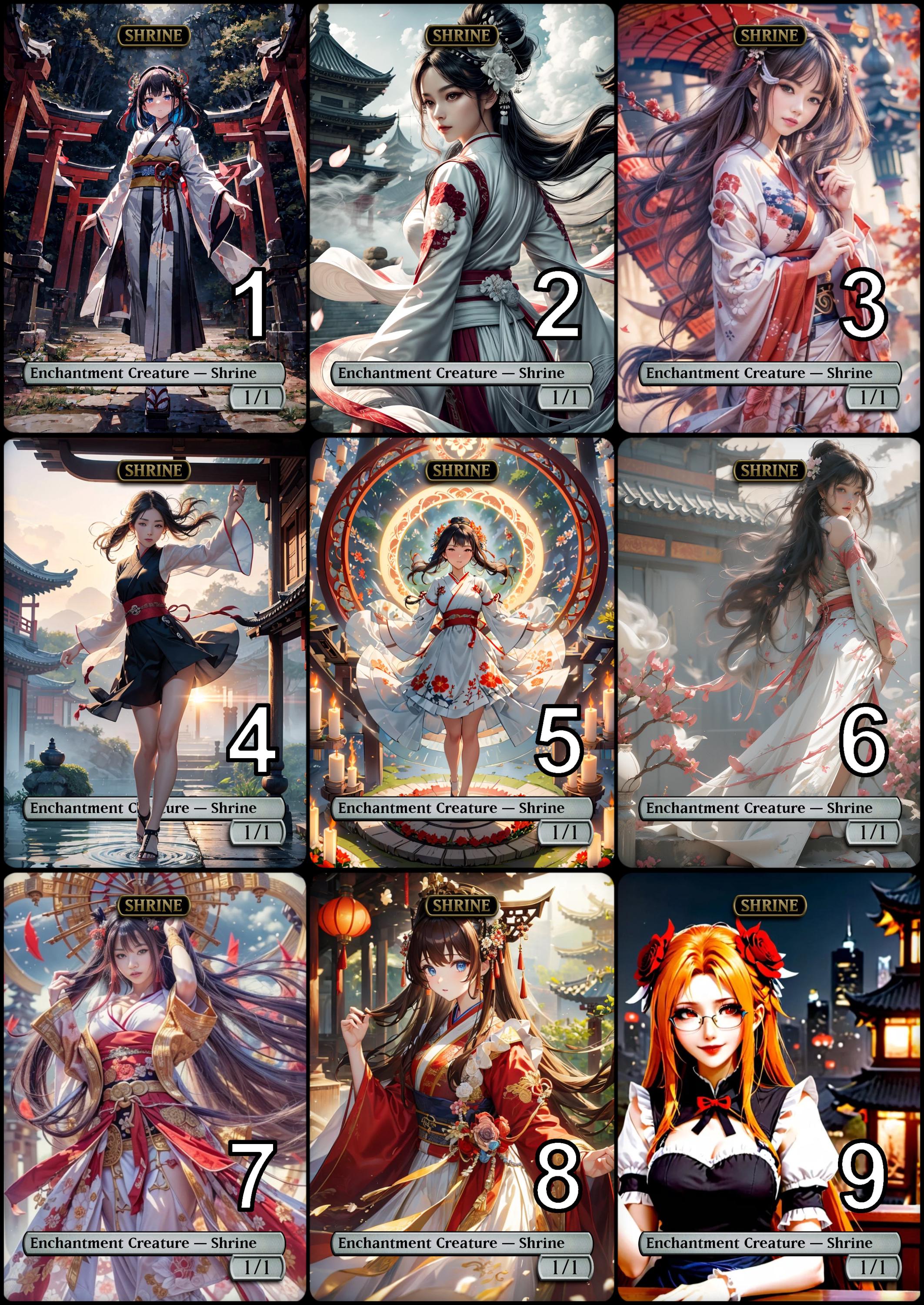 MtG Shrine Waifu 1/1 Token alternatieve kunst//Kies de kunst! - Voor EDH, Commander, Cube Draft en Casual MtG Player
