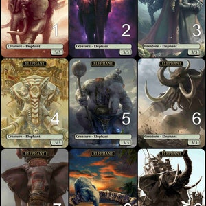 MtG Elephant 3/3 Token Arte alternativo // ¡Elige el arte! - Para EDH, Commander, Cube Draft y Casual MtG Player