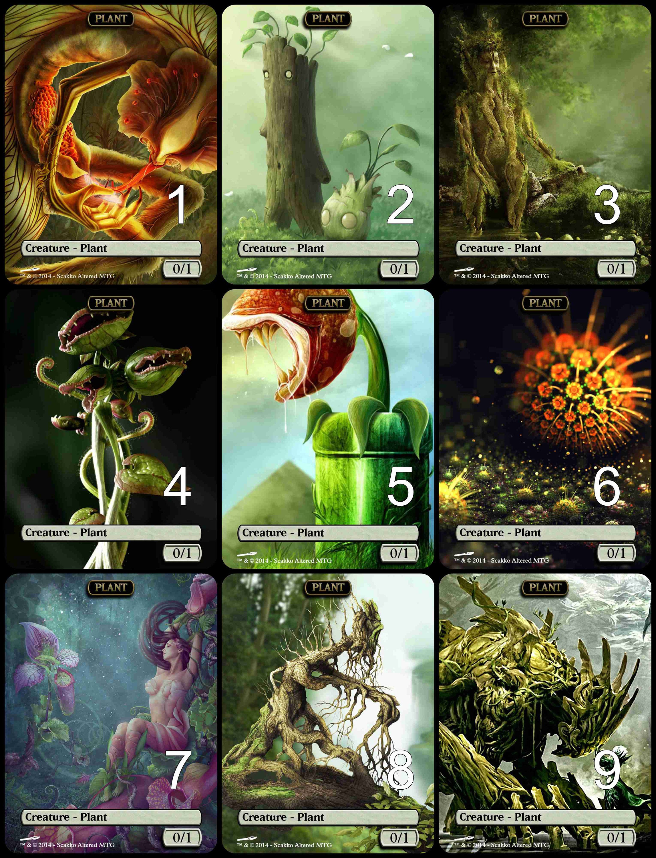 Mtg Plant 0/1 Token Alternative Art // Choose the Art! - for EDH