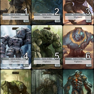 MtG Golem 3/3 with Vigilance Token for Triplicate Titan Alternative Art // Choose the Art! - EDH, Commander, Cube Draft & Casual MtG Player