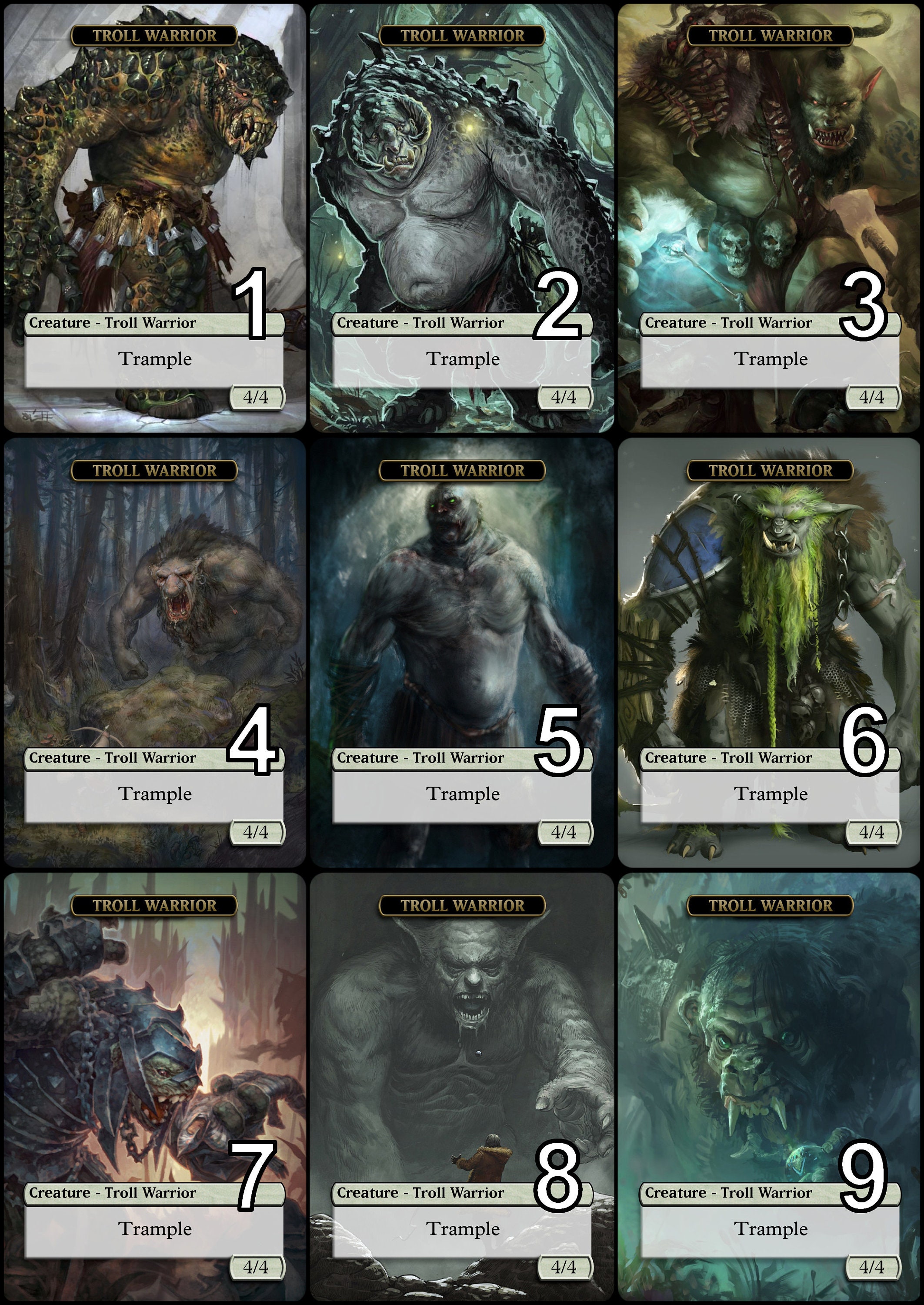 Mtg Troll Warrior 4/4 Token Alternative Art // Choose the Art