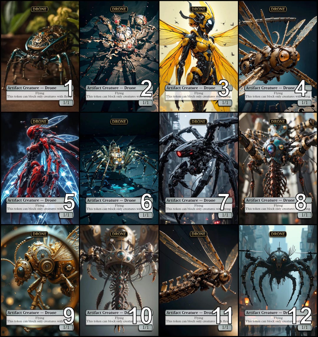 Mtg Drone 1/1 Token Alternative Art // Choose the Art! - for EDH
