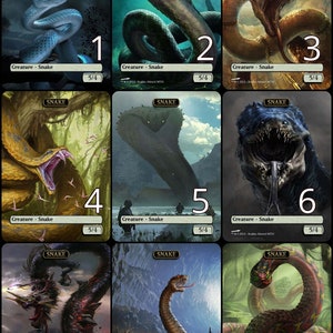 Arte alternativa do token MtG Snake 5/4 // Escolha a arte! - Para EDH, Commander, Cube Draft e Casual MtG Player