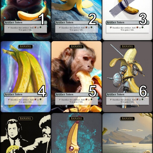 MtG Banana Token for Kibo, Uktabi Prince Alternative Art // Choose the Art! - For EDH, Commander, Cube Draft and Casual MtG Player