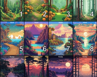 20x MTG Pixel Themed Basic Lands Alternate Art High Quality