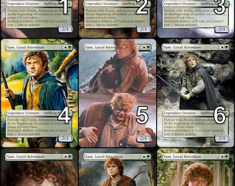 sam mtg card SAM, LOYAL ATTENDANT EXTENDED ART LORD OF THE RINGS FOIL MYTHIC 090 earth (LTR) #28 Illustrated by Irvin Rodriguez Magic Sam, Aiutante Leale MTG -