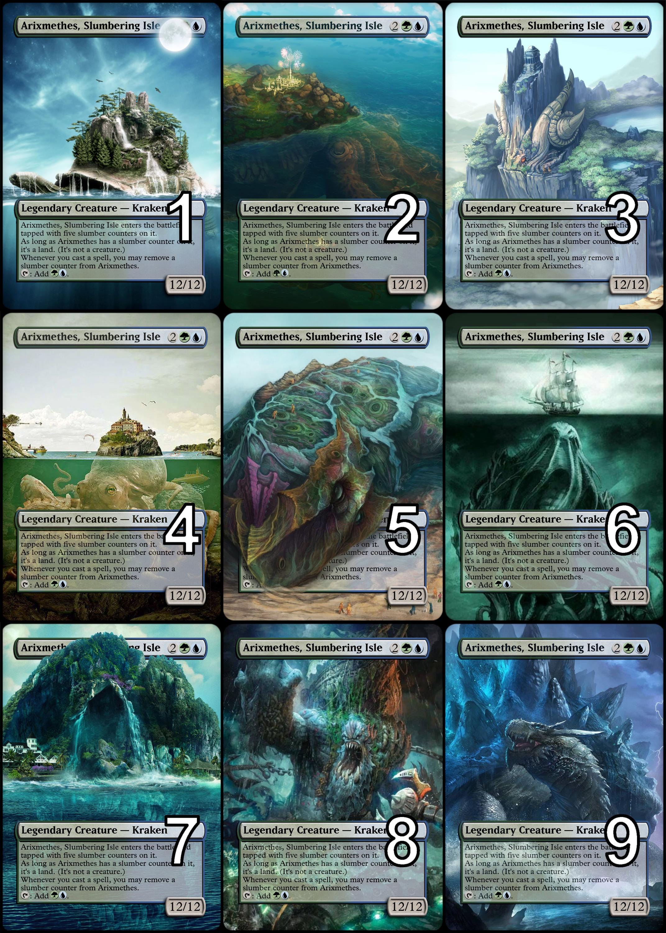Mtg Arixmethes, Slumbering Isle Token Alternative Art // Choose