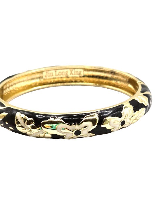 Jiu Long Xing Vintage Enamel Butterfly Black & White