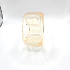 Vintage Lucite Clear Chunky 2&quot; Thick Bangle Amber Tone w/original sticker price